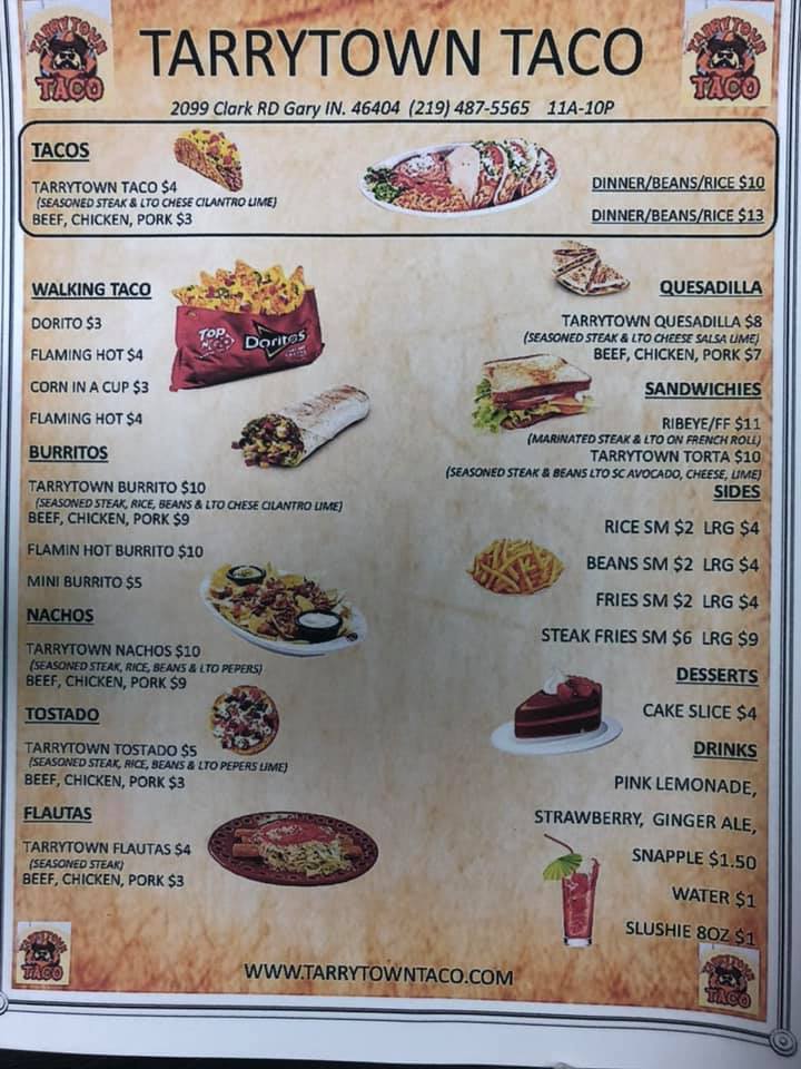 Tarrytown Taco | restaurant | 2099 Clark Rd, Gary, IN 46404, USA | 2197464505 OR +1 219-746-4505