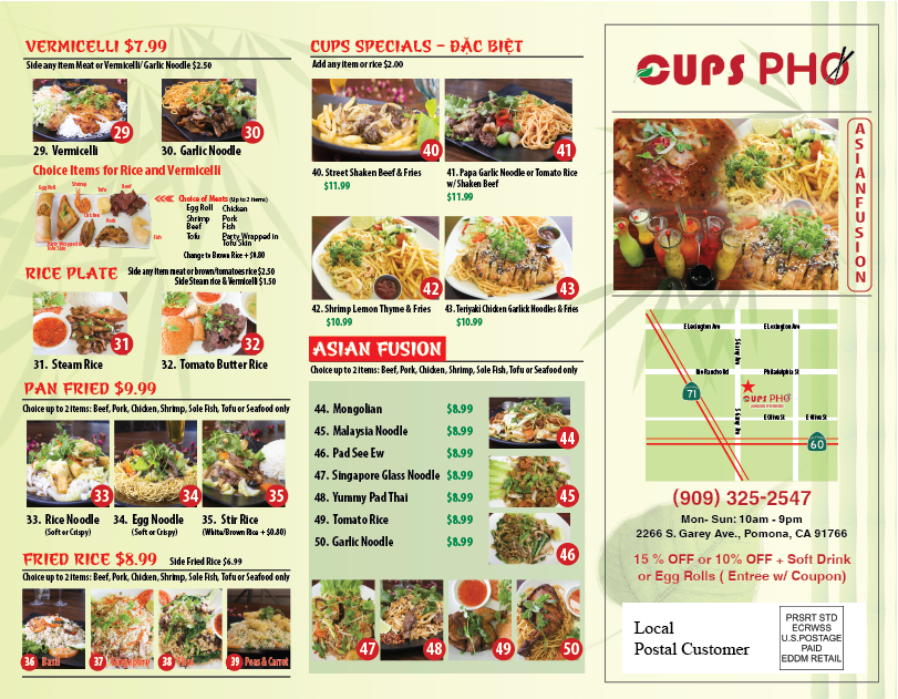 CUPS PHO | restaurant | 5616, 2266 S Garey Ave, Pomona, CA 91766, USA | 9093252547 OR +1 909-325-2547