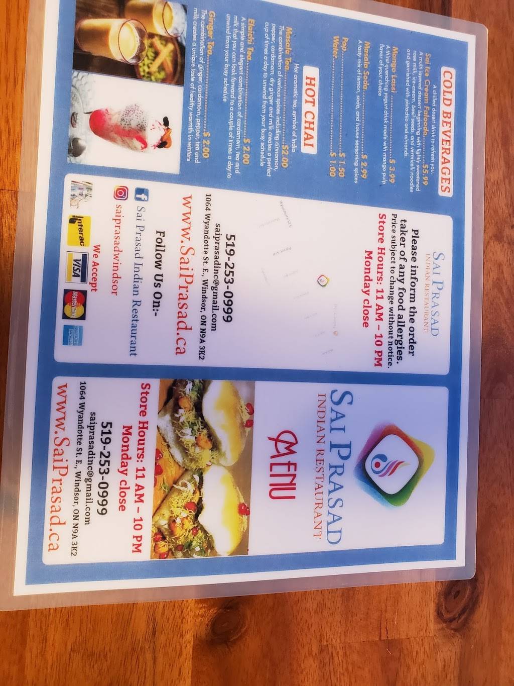 Sai Prasad Indian Restaurant | restaurant | 1064 Wyandotte St E, Windsor, ON N9A 3K2, Canada | 5199816325 OR +1 519-981-6325