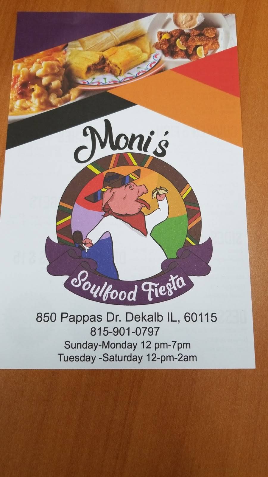 Monis Soulfood Fiesta | restaurant | 850 Pappas Dr, DeKalb, IL 60115, USA | 8159010797 OR +1 815-901-0797
