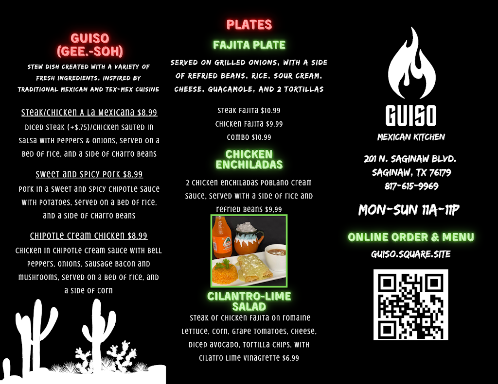 Guiso Mexican Kitchen | restaurant | 201 N Saginaw Blvd, Saginaw, TX 76179, USA | 8176159969 OR +1 817-615-9969