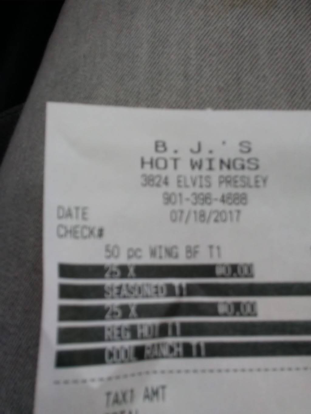 BJs Buffalo Style Hot Wings | restaurant | 3824 Elvis Presley Blvd, Memphis, TN 38116, USA | 9013964688 OR +1 901-396-4688