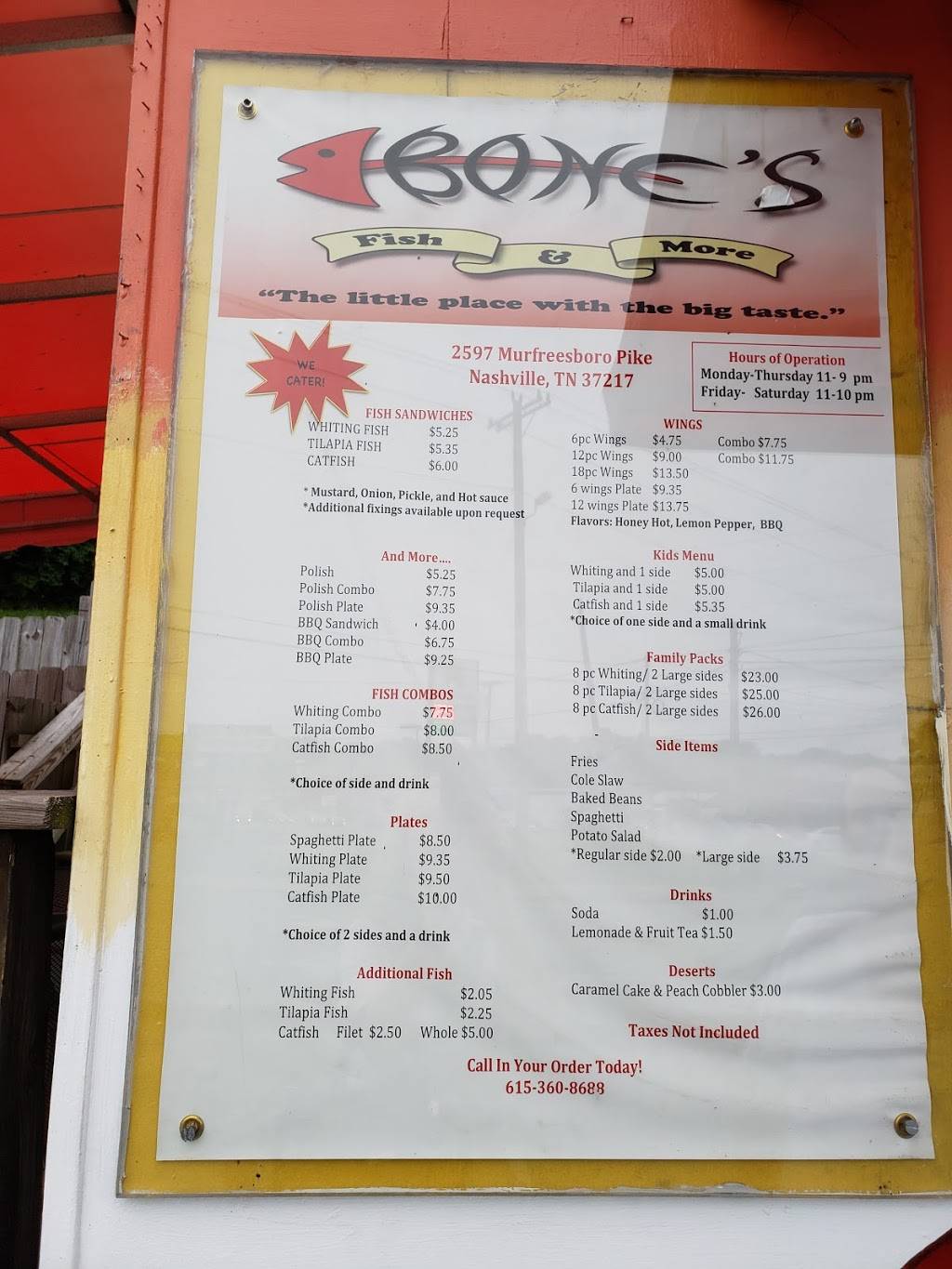 Bones Fish & More | restaurant | 2597 Murfreesboro Pike, Nashville, TN 37217, USA | 6298889931 OR +1 629-888-9931