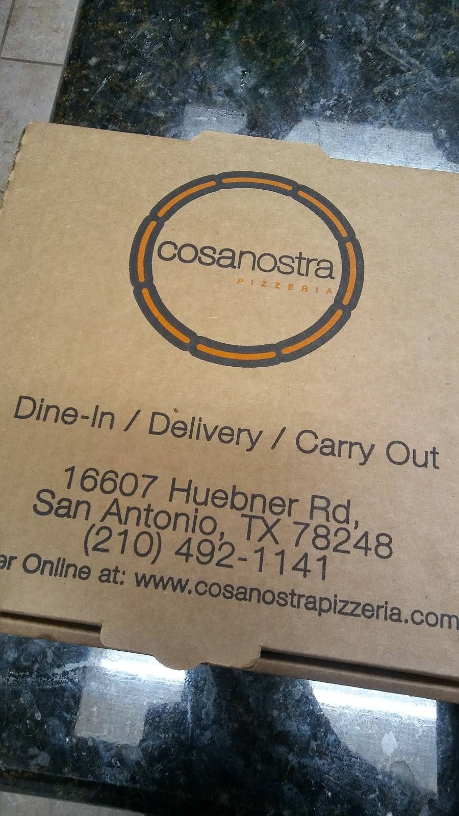 Cosa Nostra Pizzeria | meal delivery | 16607 Huebner Rd, San Antonio, TX 78248, USA | 2104921141 OR +1 210-492-1141