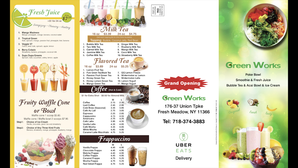 Green Works | restaurant | 176-37 Union Tpke, Flushing, NY 11366, USA | 7183743883 OR +1 718-374-3883