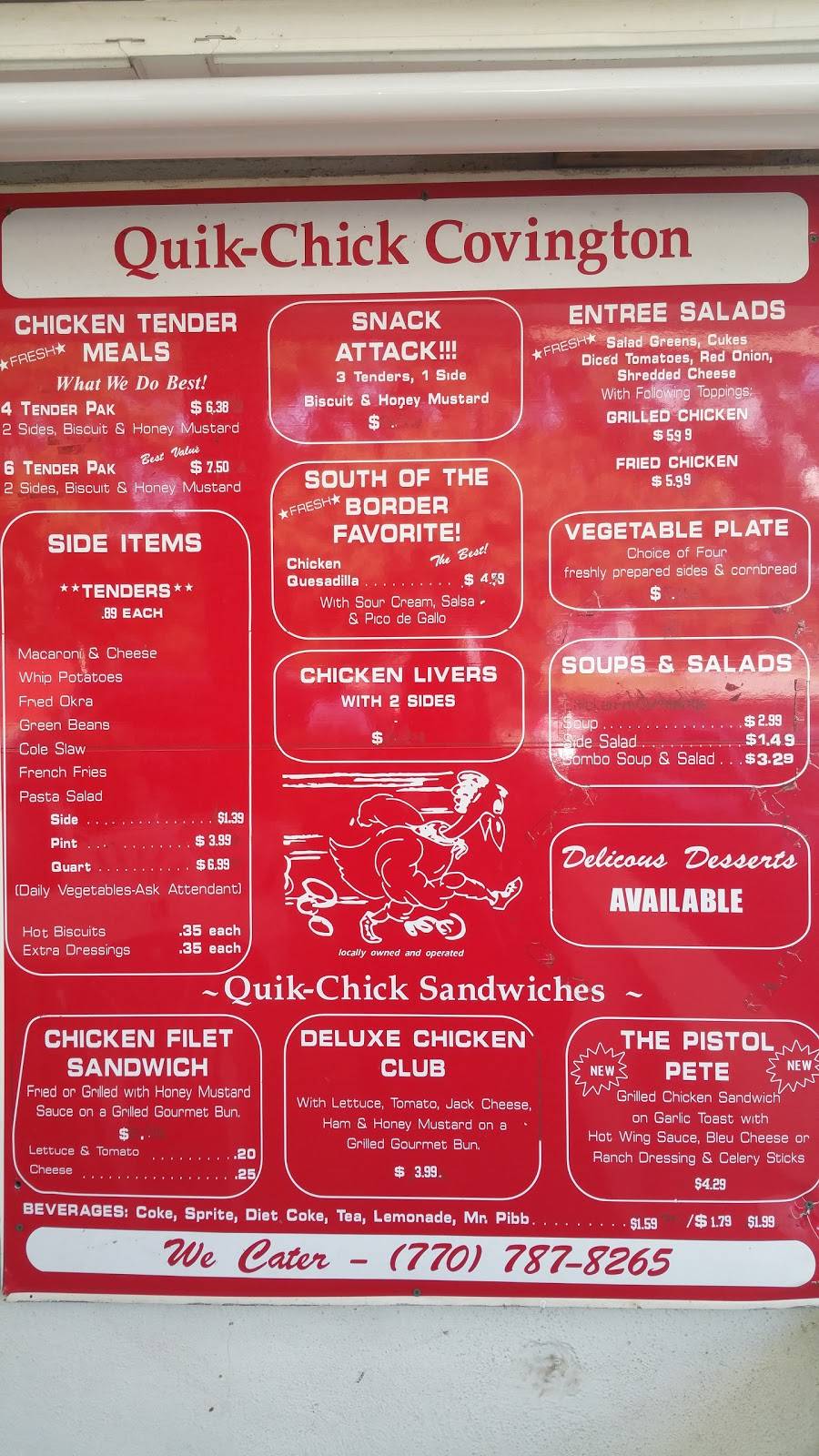 Quik Chick | restaurant | US-278, Covington, GA 30014, USA | 7707878265 OR +1 770-787-8265