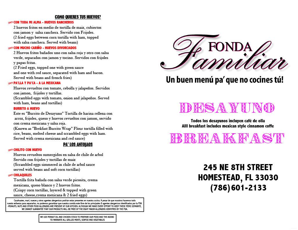 Fonda Familiar | restaurant | 245 NE 8th St, Homestead, FL 33030, USA | 7866012133 OR +1 786-601-2133