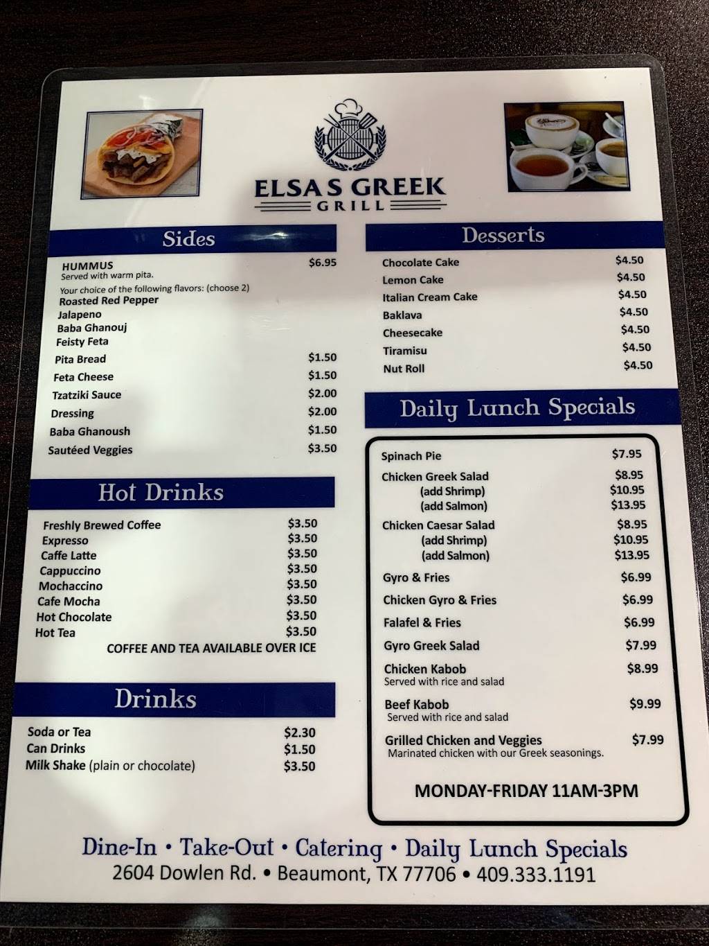 Elsas Greek Grill | restaurant | 2604 Dowlen Rd, Beaumont, TX 77706, USA | 4093331191 OR +1 409-333-1191