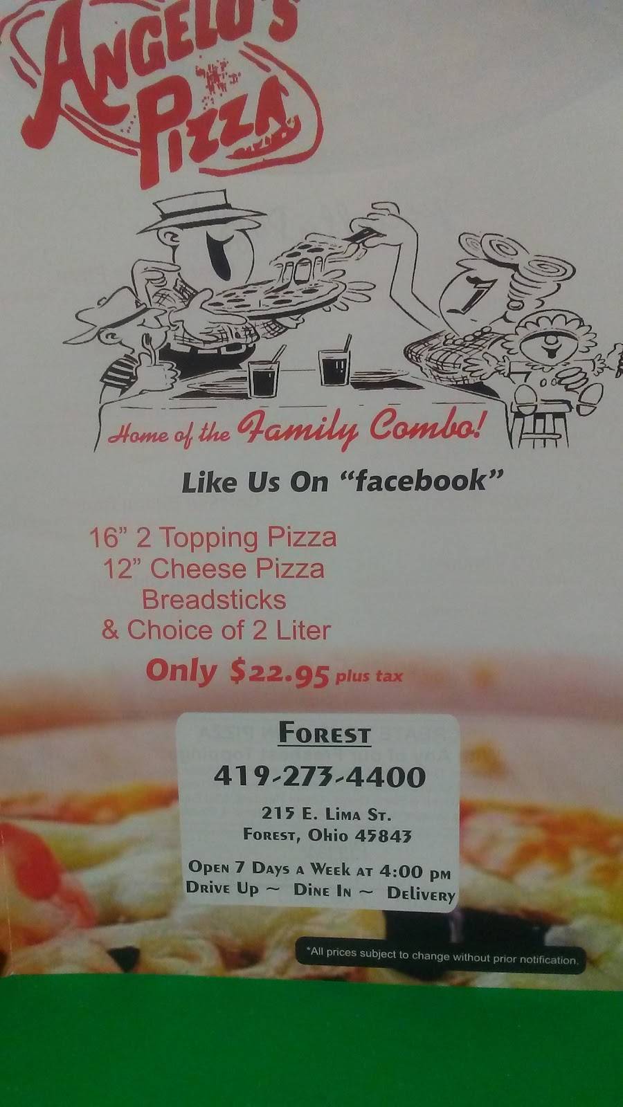 Angelos Pizza Co | restaurant | 219 E Lima St, Forest, OH 45843, USA | 4192734400 OR +1 419-273-4400