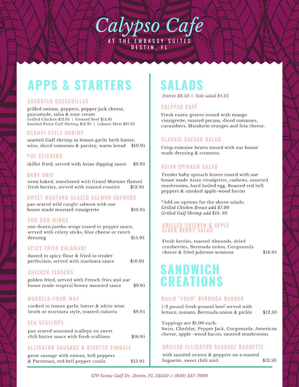 Calypso Cafe | restaurant | 570 Scenic Gulf Dr, Miramar Beach, FL 32550, USA | 8503377000 OR +1 850-337-7000