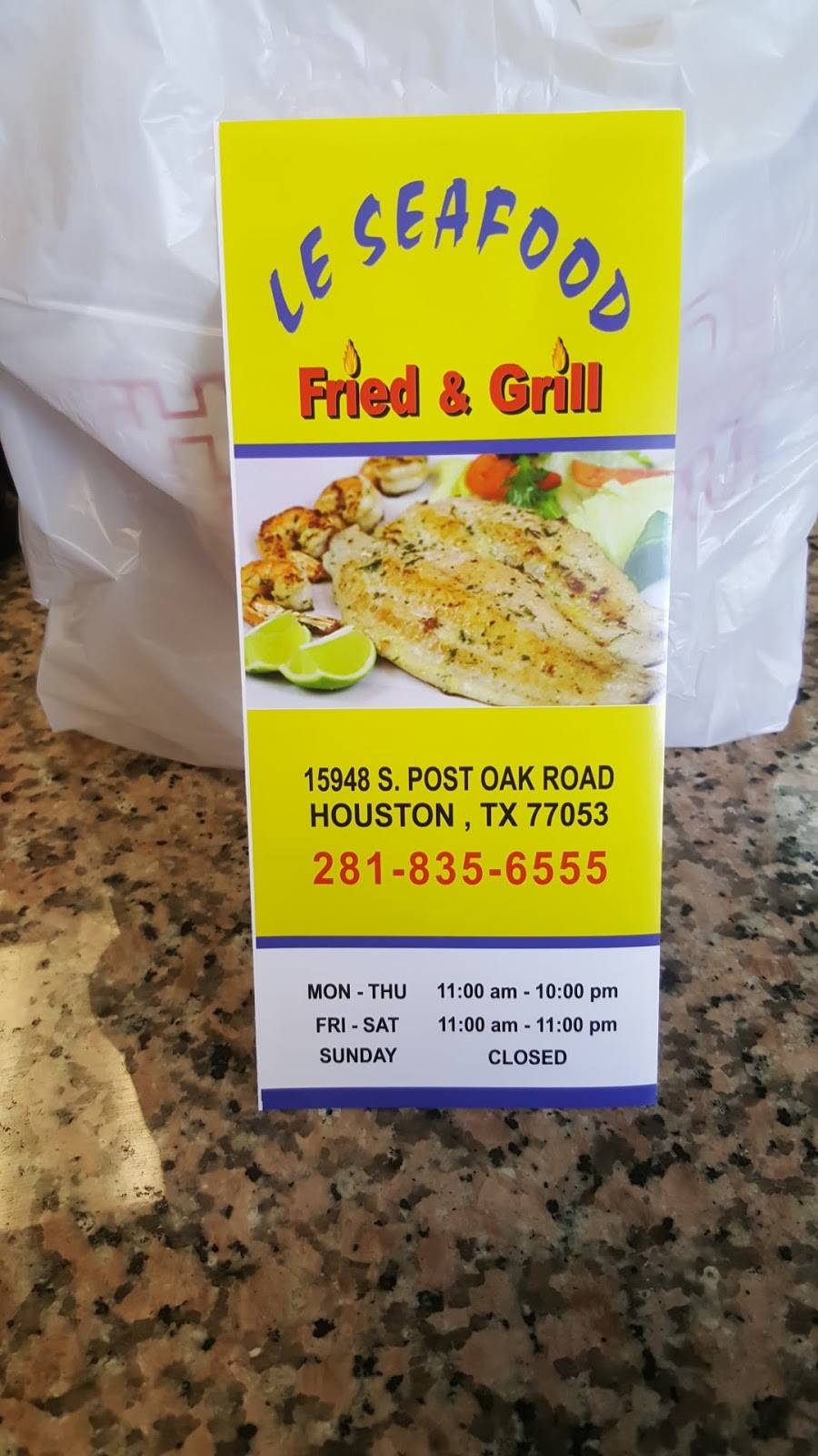 Le Seafood | restaurant | 15948 S Post Oak Rd, Houston, TX 77053, USA | 2818356555 OR +1 281-835-6555