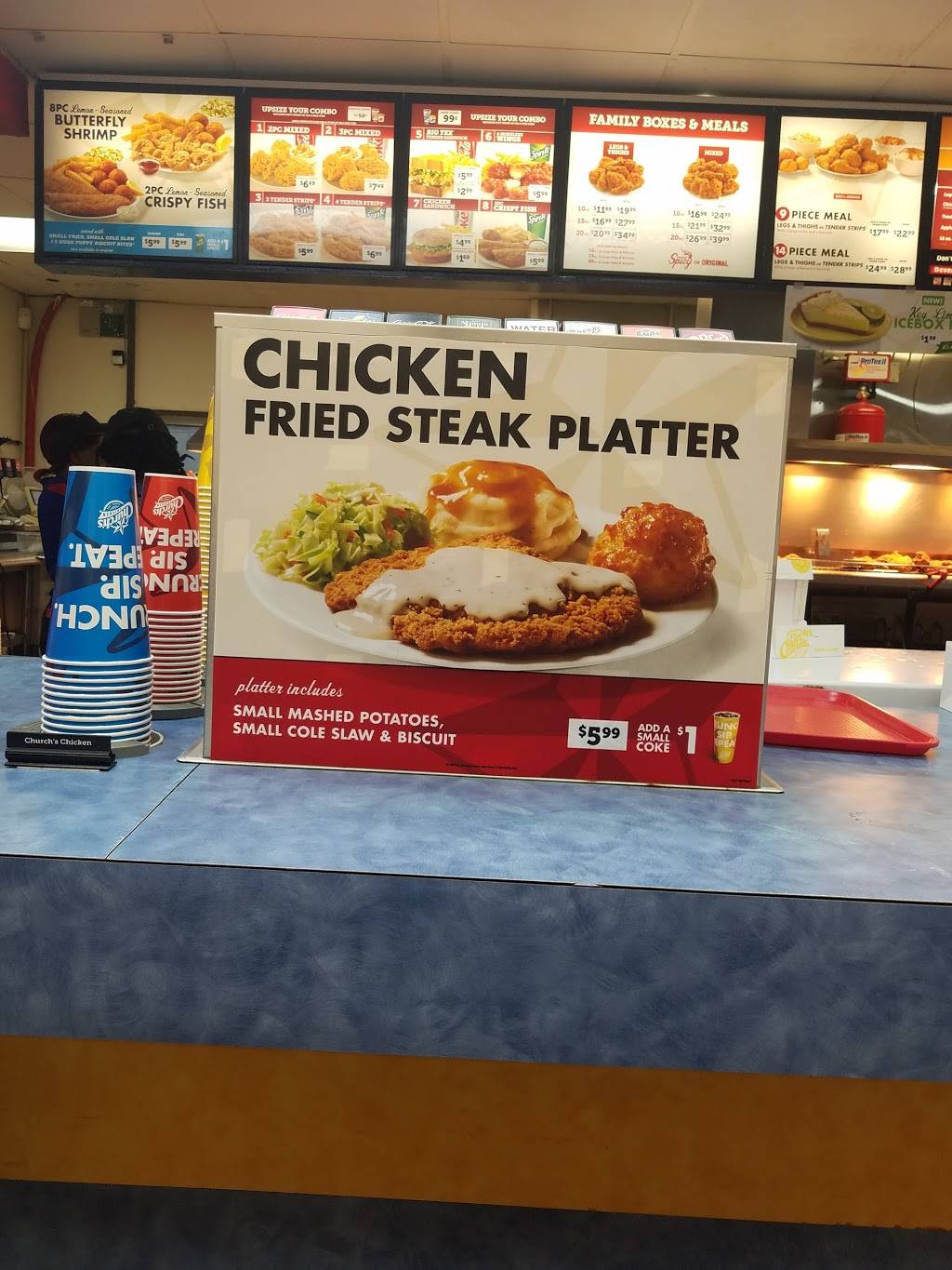 Churchs Chicken | restaurant | 2401 Main St, Dickinson, TX 77539, USA | 2813372755 OR +1 281-337-2755