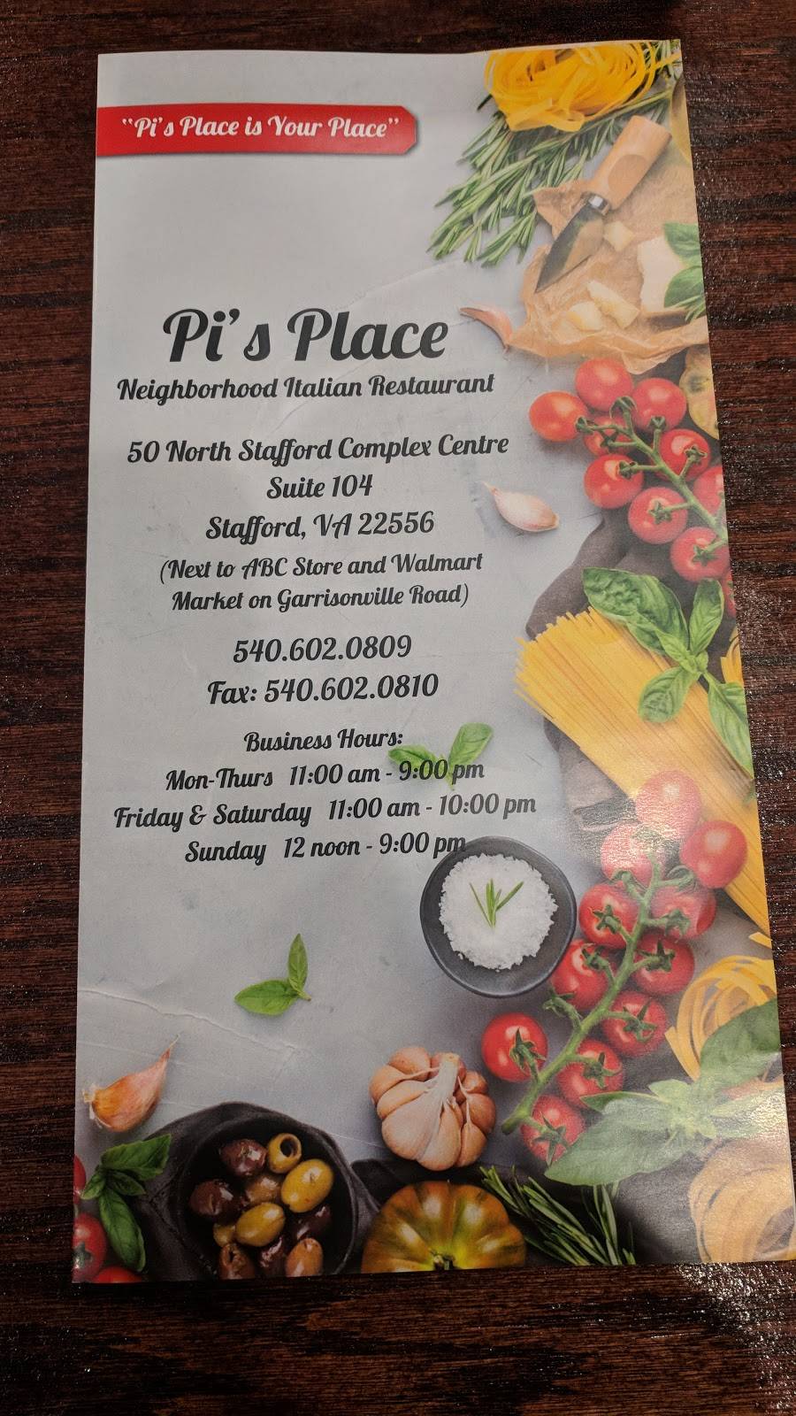 Pis Place | restaurant | 1115 Garrisonville Rd, Stafford, VA 22556, USA | 5406020809 OR +1 540-602-0809