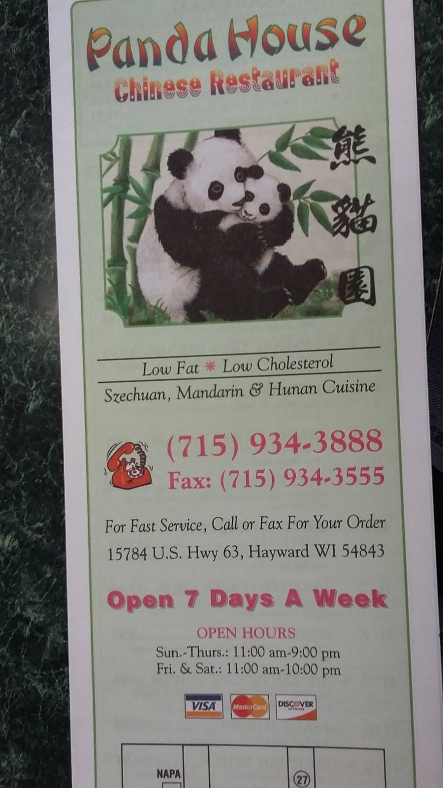 Panda House | restaurant | 15784 US Hwy 63, Hayward, WI 54843, USA | 7159343888 OR +1 715-934-3888
