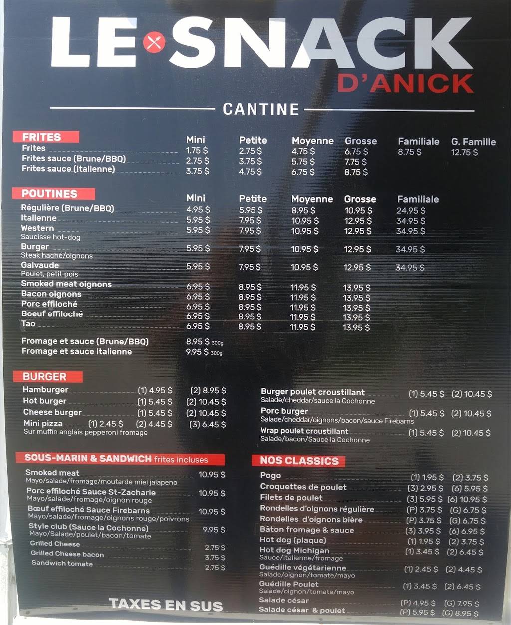 Le snack danick | restaurant | 15-17 Rue Belle Rive, Saint-Nicéphore, QC J2A 1P7, Canada | 8194722444 OR +1 819-472-2444