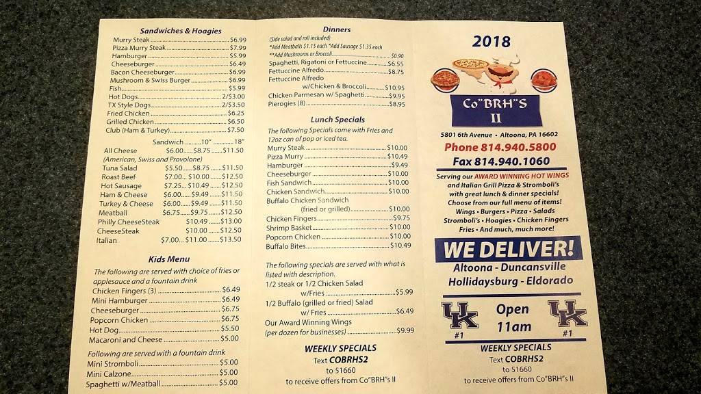COBRHS II | restaurant | 5801 6th Ave, Altoona, PA 16602, USA | 8149405800 OR +1 814-940-5800