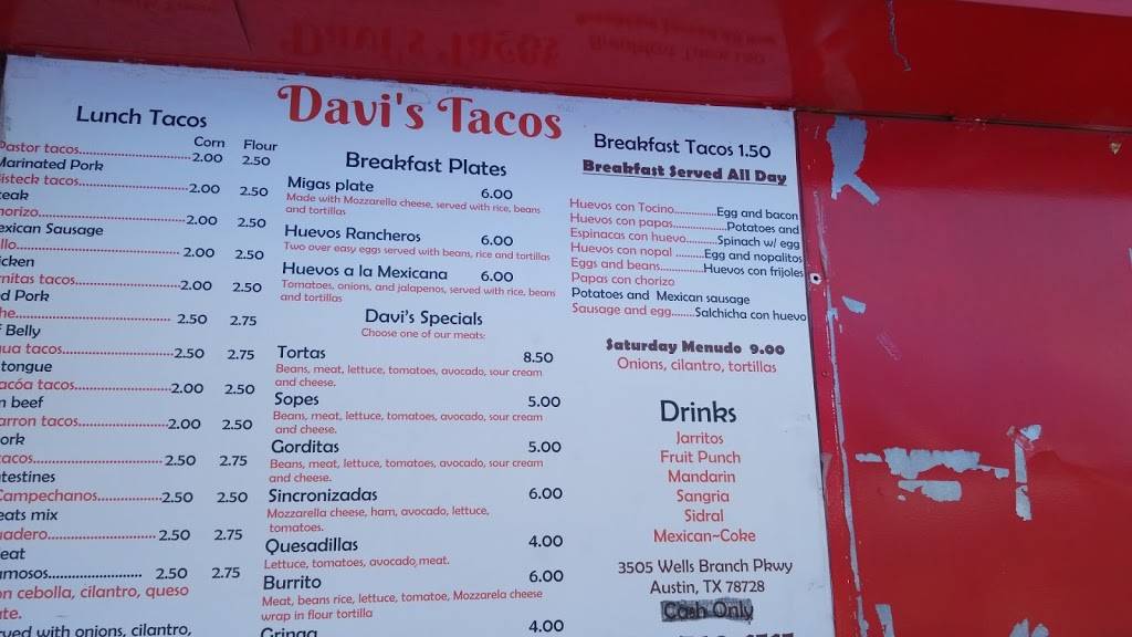 Davis Tacos | restaurant | Austin, TX 78727, USA | 5127601515 OR +1 512-760-1515