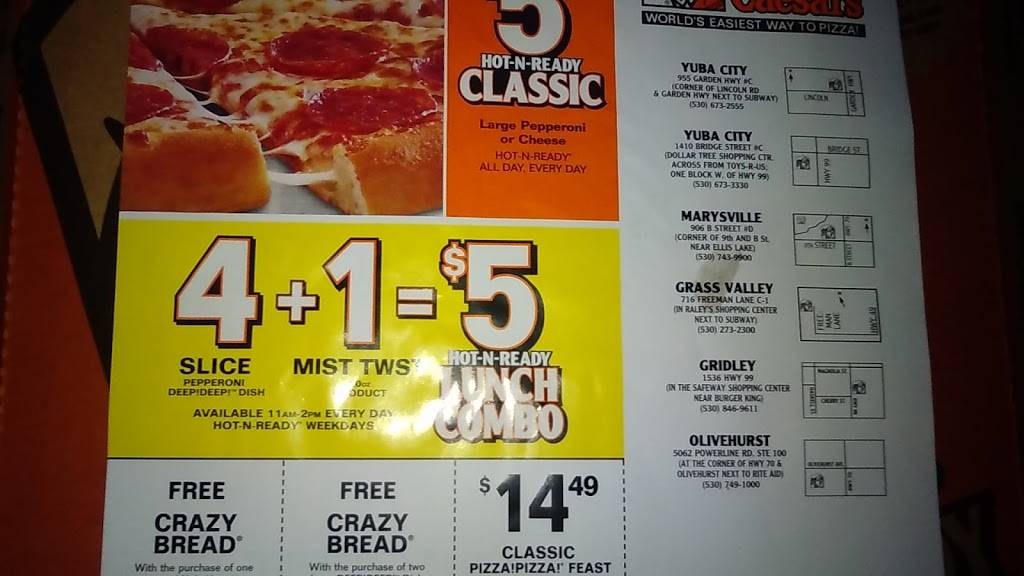 Little Caesars Pizza | meal takeaway | 1536 CA-99, Gridley, CA 95948, USA | 5308469611 OR +1 530-846-9611