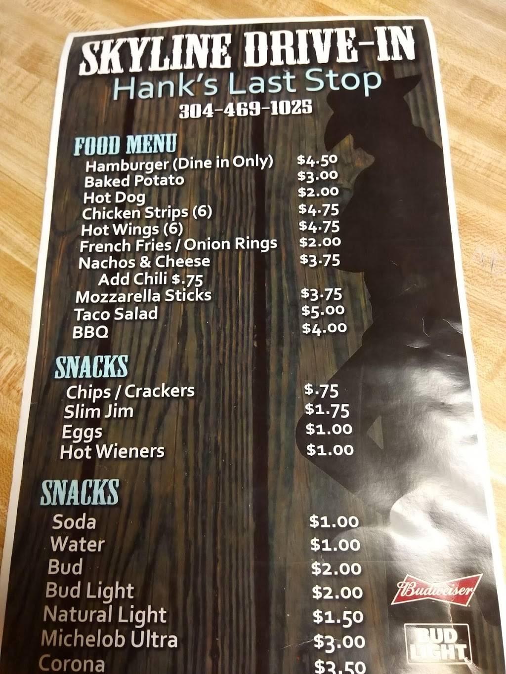 Skyline Drive In | restaurant | 6329 Legends Hwy, Oak Hill, WV 25901, USA | 3044691025 OR +1 304-469-1025