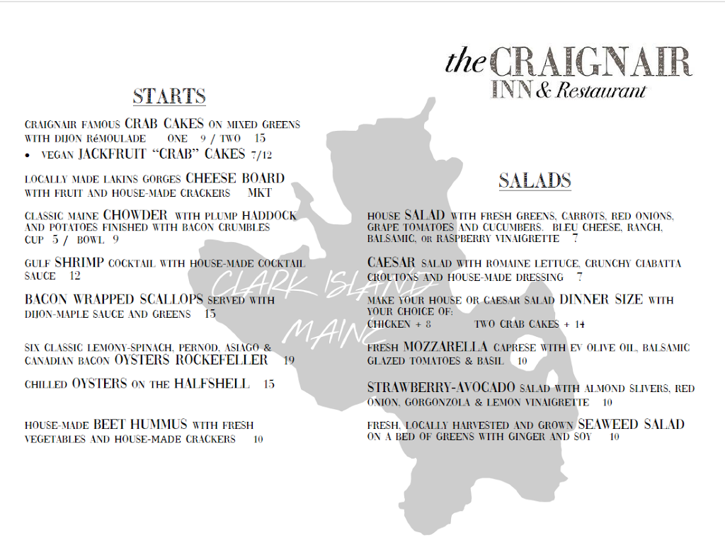 Craignair Inn and Restaurant | restaurant | 5 3rd St, Spruce Head, ME 04859, USA | 2075947644 OR +1 207-594-7644