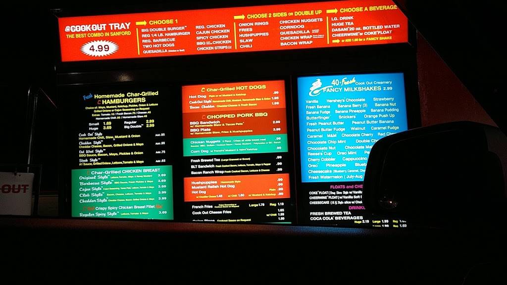 Cook Out | restaurant | 1906 S Horner Blvd, Sanford, NC 27330, USA | 9197770626 OR +1 919-777-0626