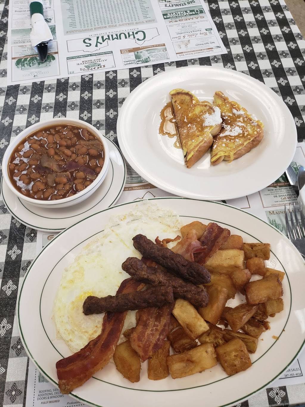 Chummys Mid Town Diner | restaurant | 580 Lisbon St, Lisbon Falls, ME 04252, USA | 2073534732 OR +1 207-353-4732