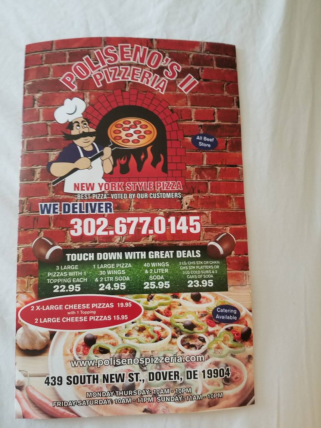 POLISENOS PIZZERIA | restaurant | 439 S New St, Dover, DE 19904, USA | 3026770145 OR +1 302-677-0145