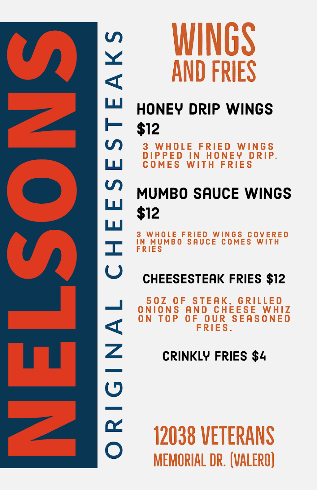 Nelson’s Cheesesteaks (Food Truck) | restaurant | 12038 Veterans Memorial Dr, Houston, TX 77067, USA | 8324611788 OR +1 832-461-1788