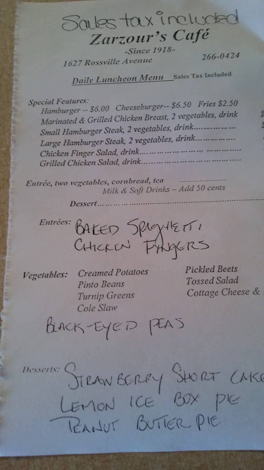 Zarzours | restaurant | 1627 Rossville Ave, Chattanooga, TN 37408, USA | 4232660424 OR +1 423-266-0424