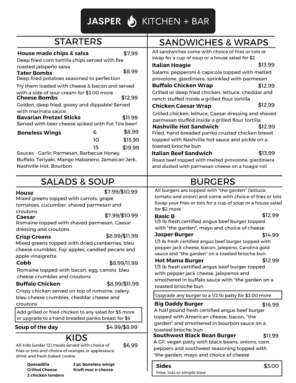 Jasper Kitchen + Bar | restaurant | 1100 Knoll Haven Rd, Xenia, OH 45385, USA | 9374770639 OR +1 937-477-0639