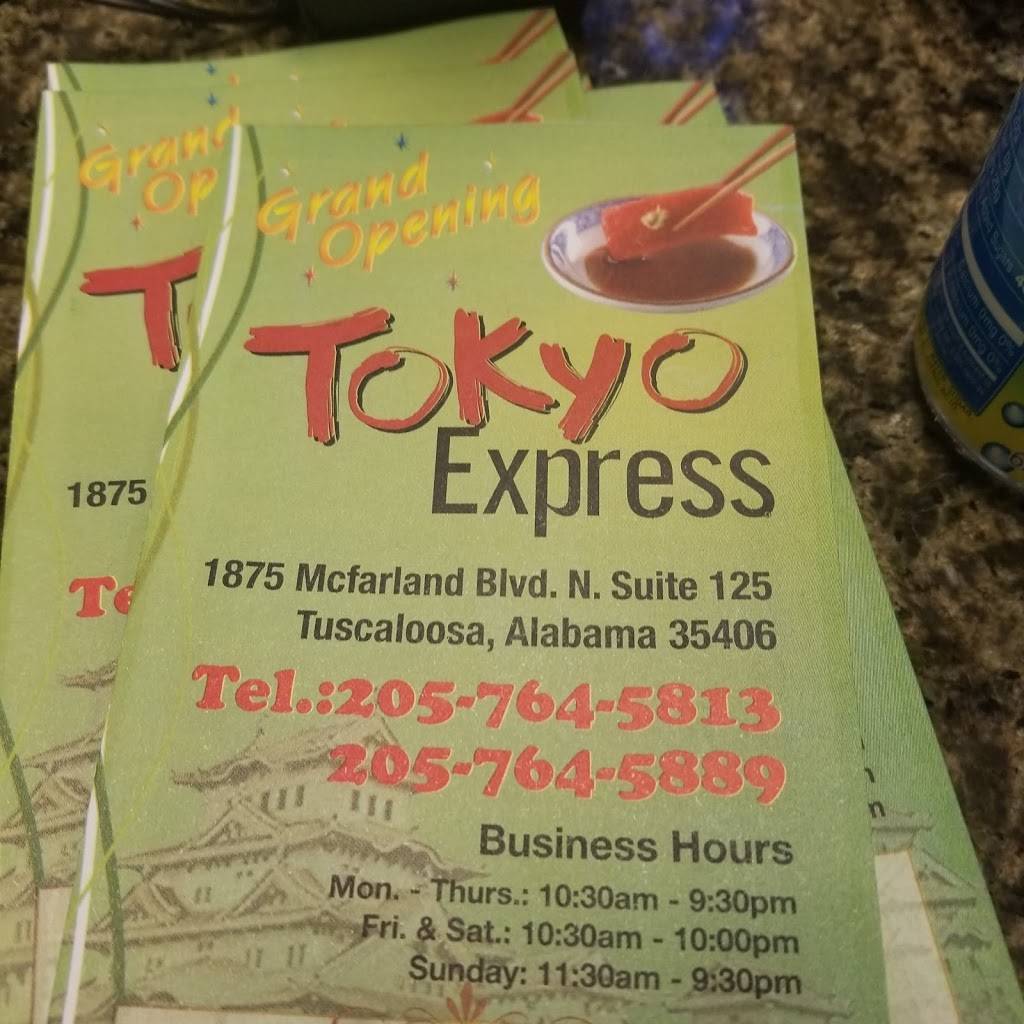 Tokyo Express | restaurant | 1875 Mcfarland Blvd N Suite 125, Tuscaloosa, AL 35406, USA | 2057645813 OR +1 205-764-5813
