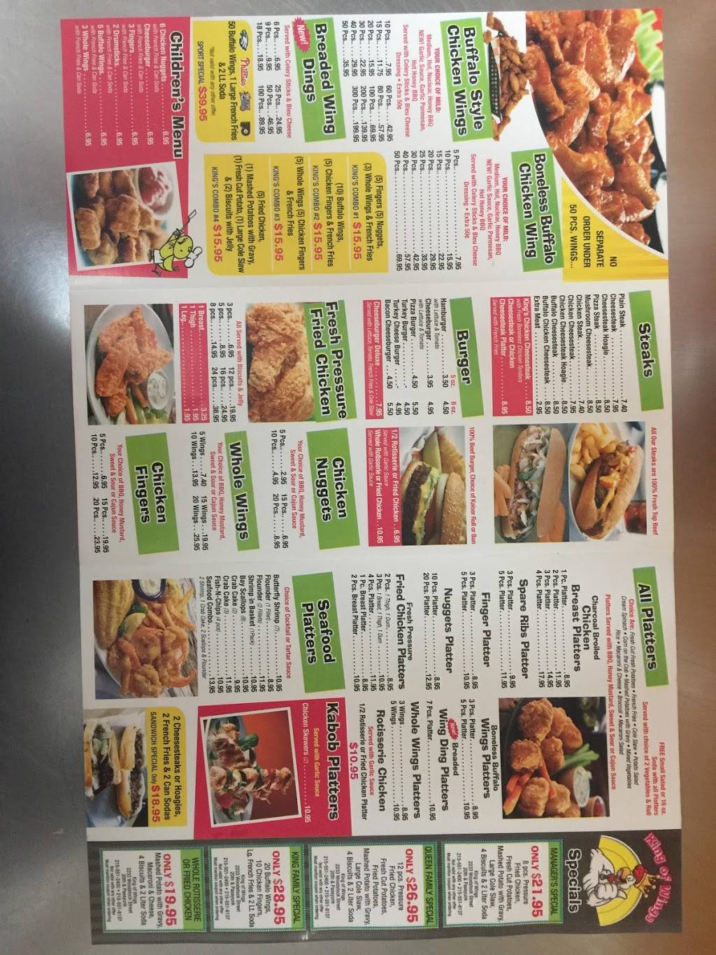 King of Wings | meal delivery | 2233 S Woodstock St, Philadelphia, PA 19145, USA | 2152588570 OR +1 215-258-8570