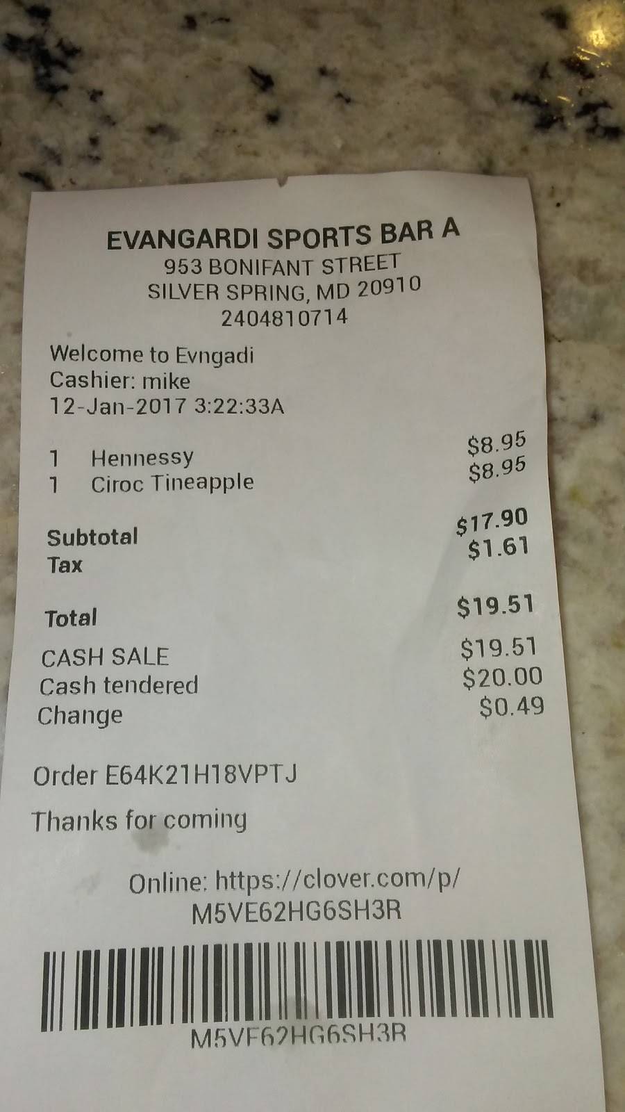 Evangadi sports bar | restaurant | 953 Bonifant St, Silver Spring, MD 20910, USA | 3015850555 OR +1 301-585-0555