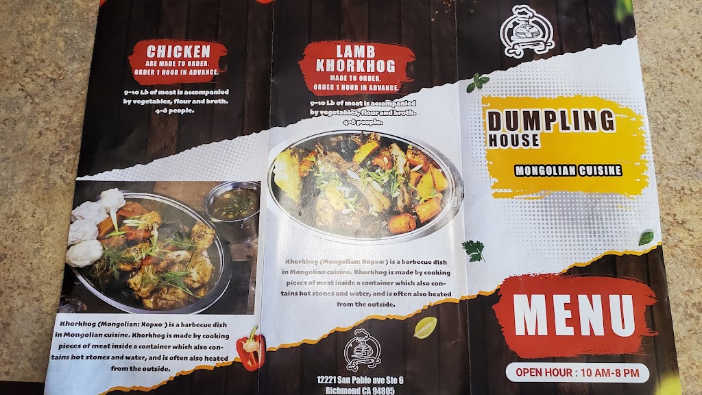 Dumpling House Mongolian Cuisine (Formally Eurasia) | restaurant | 12221 San Pablo Ave #6, Richmond, CA 94805, USA | 5102349898 OR +1 510-234-9898