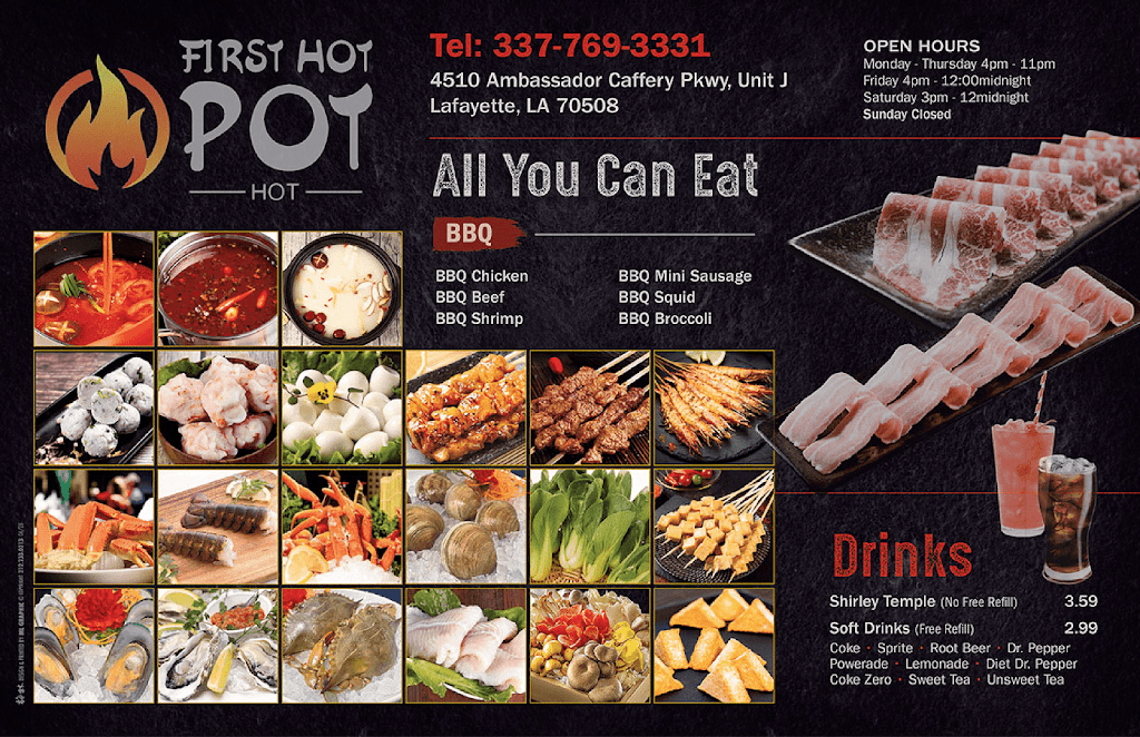 First Hot Pot & BBQ | restaurant | 4510 Ambassador Caffery Pkwy suite j, Lafayette, LA 70508, USA | 3377693331 OR +1 337-769-3331
