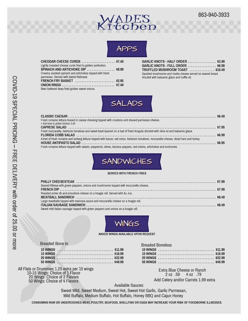 Wades Kitchen | restaurant | 6617 N Socrum Loop Rd, Lakeland, FL 33809, USA | 8639403933 OR +1 863-940-3933