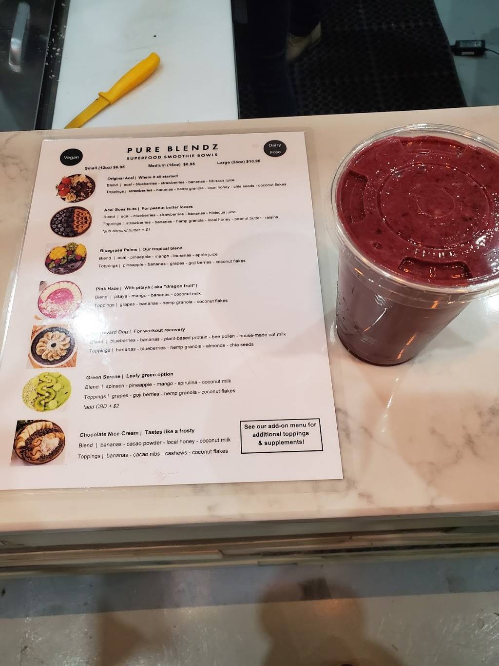Pure Blendz | restaurant | 1001 Logan St, Louisville, KY 40204, USA | 5026408668 OR +1 502-640-8668