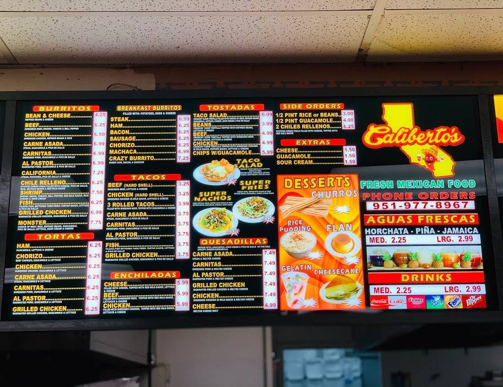 Calibertos Mexican Food | restaurant | 10230 Hole Ave, Riverside, CA 92503, USA | 9519778967 OR +1 951-977-8967
