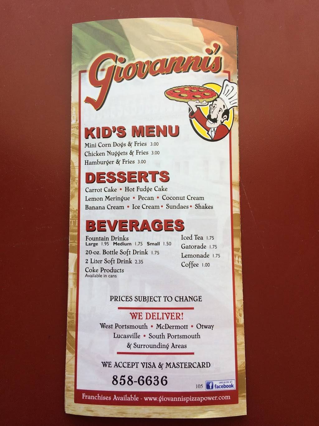 Minix Giovanni’s II | restaurant | 21430 OH-73, West Portsmouth, OH 45663, USA | 7408586636 OR +1 740-858-6636