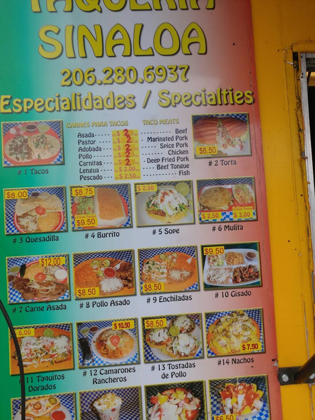 Taqueria Sinaloa | restaurant | 1941 WA-509, Tacoma, WA 98422, USA | 2062806937 OR +1 206-280-6937