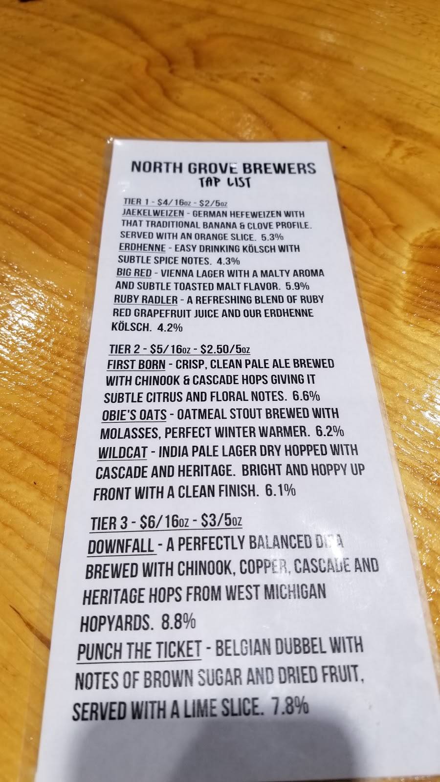 North Grove Brewers | restaurant | 8735 Water St, Montague, MI 49437, USA | 2318940144 OR +1 231-894-0144