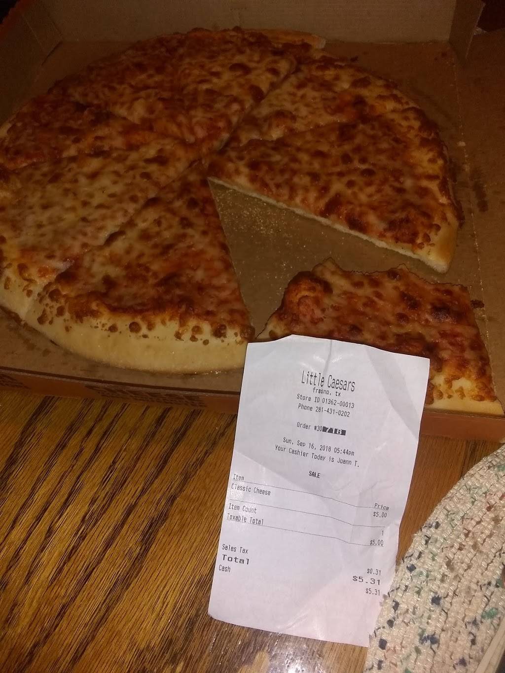 Little Caesars Pizza | meal takeaway | 12320 Hwy 6, Fresno, TX 77545, USA | 2814310202 OR +1 281-431-0202