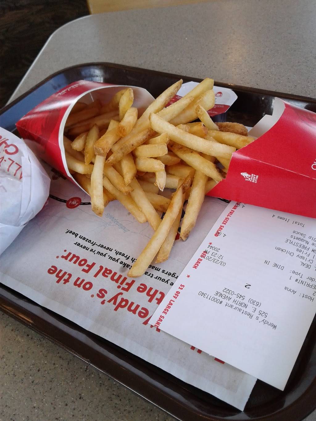 Wendys | restaurant | 525 E N Ave, Glendale Heights, IL 60139, USA | 6305450322 OR +1 630-545-0322