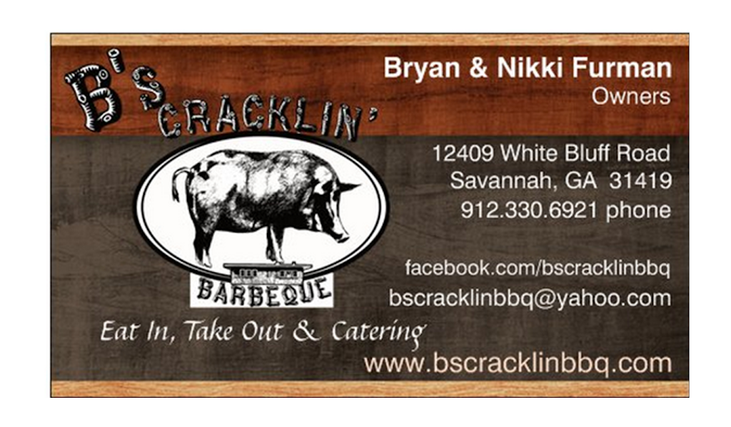 Bs Cracklin BBQ | restaurant | 12409 White Bluff Rd, Savannah, GA 31419, USA | 9123306921 OR +1 912-330-6921