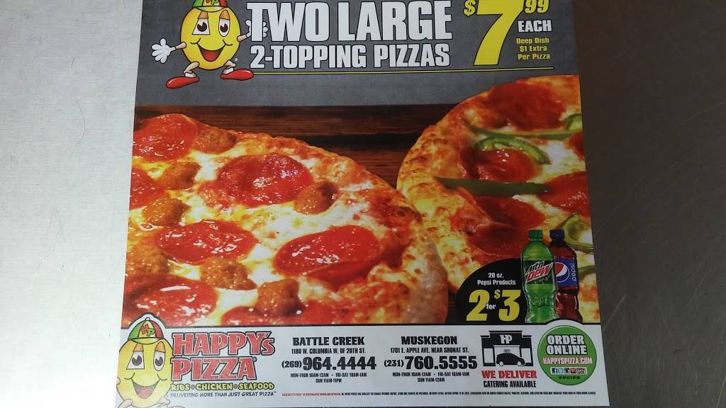 Happys Pizza | meal takeaway | 1180 W Columbia Ave, Battle Creek, MI 49015, USA | 2699644444 OR +1 269-964-4444