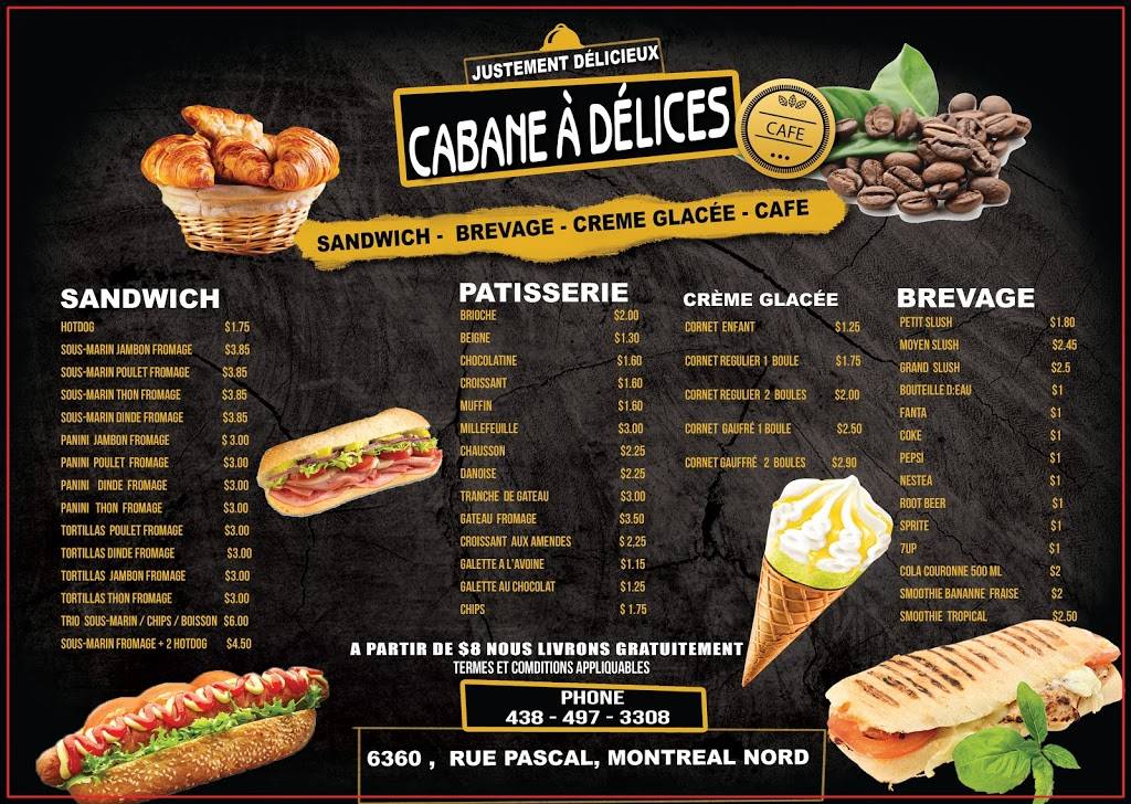 CABANE À DÉLICES | restaurant | 6360 Rue Pascal, Montréal-Nord, QC H1G 1T6, Canada | 4384973308 OR +1 438-497-3308