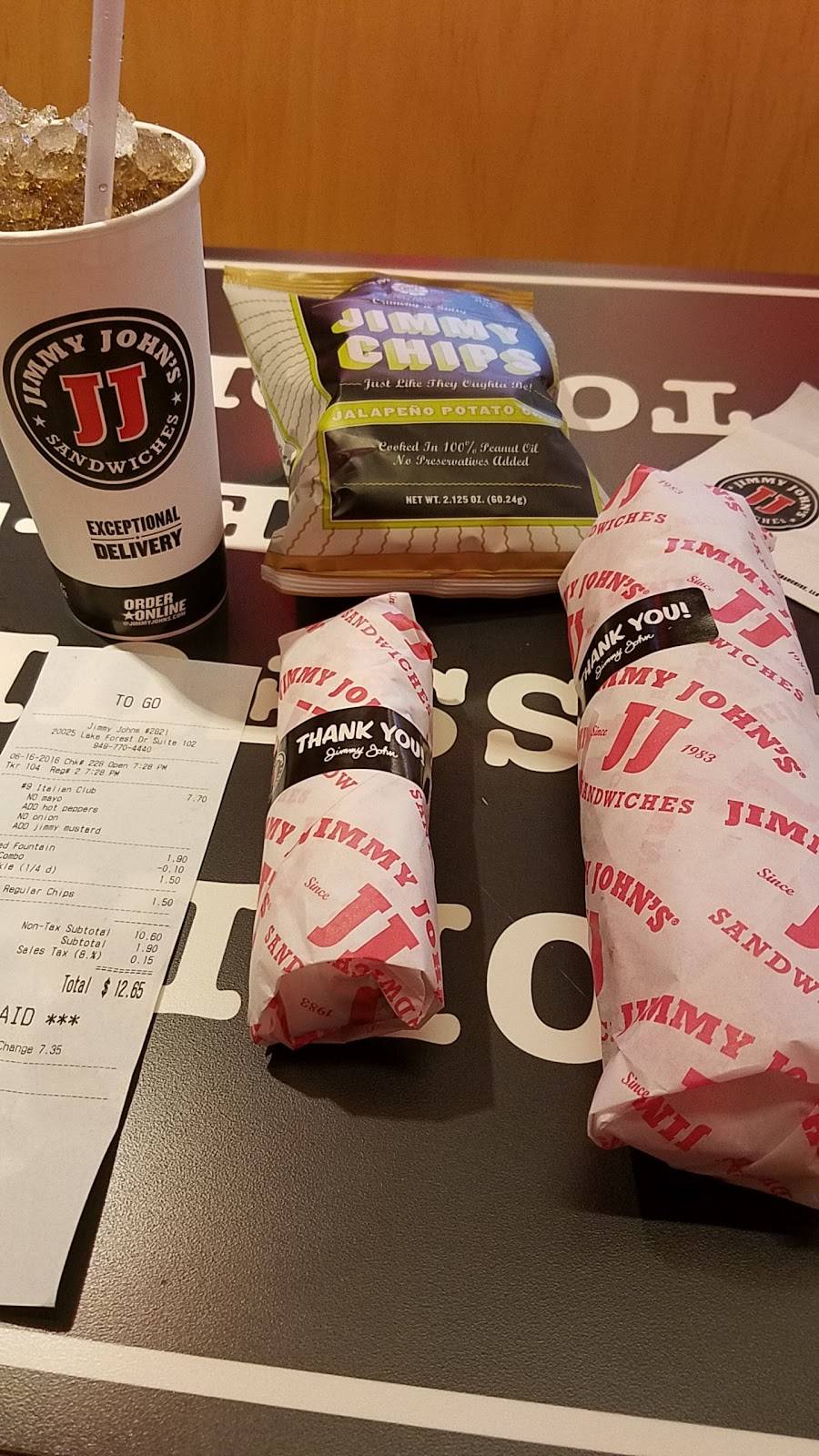 Jimmy Johns | meal delivery | 20025 Lake Forest Dr Ste. G, Lake Forest, CA 92630, USA | 9497704440 OR +1 949-770-4440