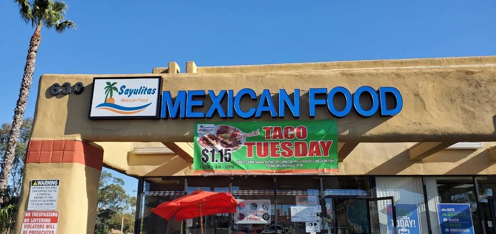 Sayulitas Mexican Food | restaurant | 630 Nordahl Rd Suite Q, San Marcos, CA 92069, USA | 7604808361 OR +1 760-480-8361
