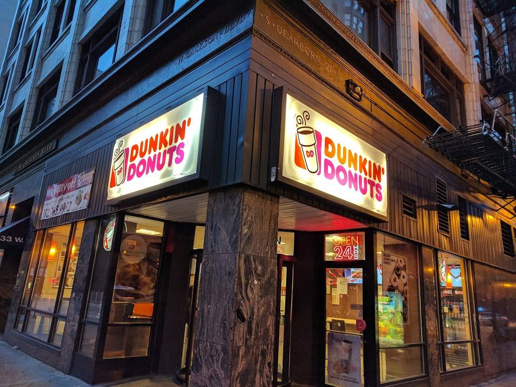 Dunkin Donuts | cafe | 39 W Jackson Blvd, Chicago, IL 60604, USA | 3129393133 OR +1 312-939-3133