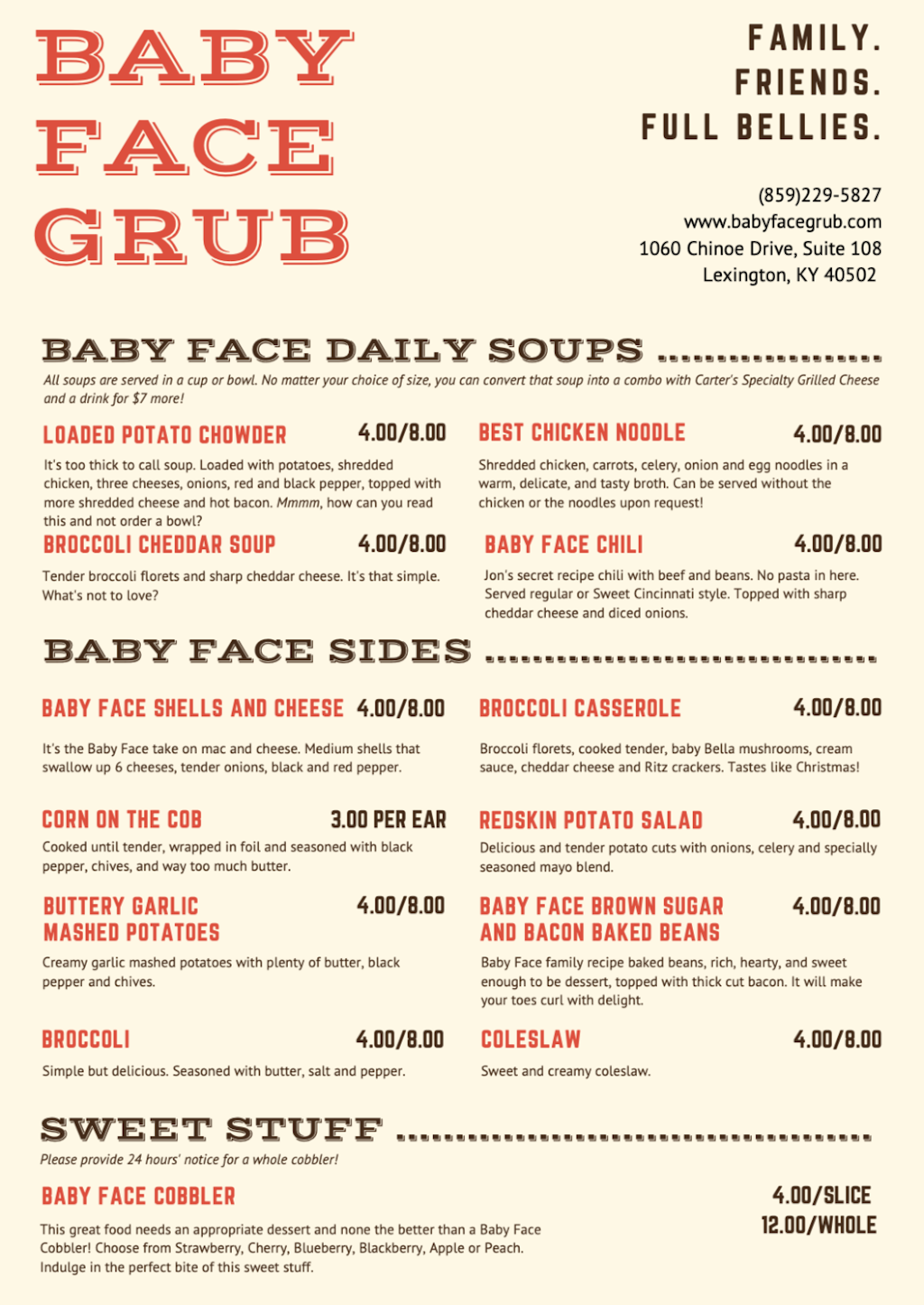 Baby Face Grub | restaurant | 1060 Chinoe Rd #108, Lexington, KY 40502, USA | 8592295827 OR +1 859-229-5827
